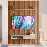 Painel Para Tv Quarto 75 Polegadas 1.8 Com Nicho E Prateleira Nature Off White Shop Jm