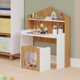 Escrivaninha Infantil Com Banco 100% Mdf Branco Nature Ceci Shop Jm