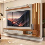 Painel Home Suspenso Ripado Led Tv Até 80 Polegadas Off White Naturalle Hit Shop Jm