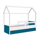 Cama Infantil Solteiro Com Auxiliar Casinha Branco Azul Secreto Carrossel Shop Jm