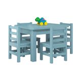 Mesinha Infantil Madeira Maciça 88x67 Com 4 Cadeiras Azul Nipu Shop Jm