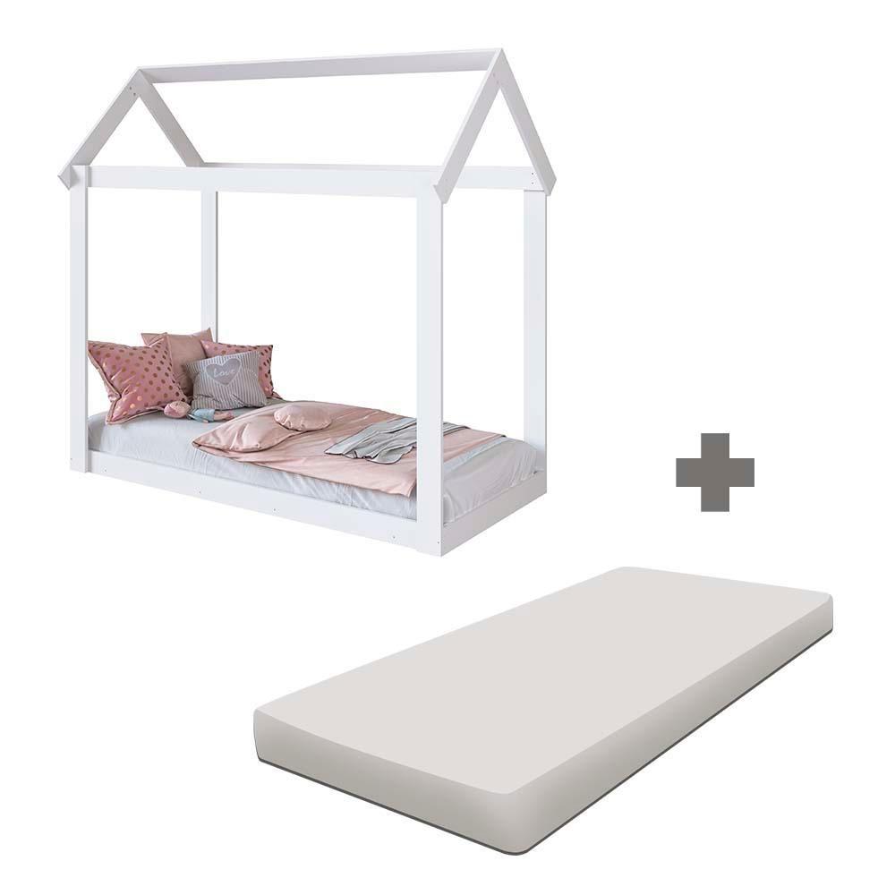 Mini Cama Com Colchão Infantil Montessoriana Branco Davi Shop Jm