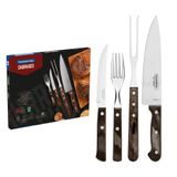 Kit Para Churrasco Tramontina Em Aço Inox Com Cabo Castanho Polywood 14 Peças