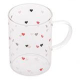 Xícara Caneca De Vidro Corações Love 200 Ml - Lyor