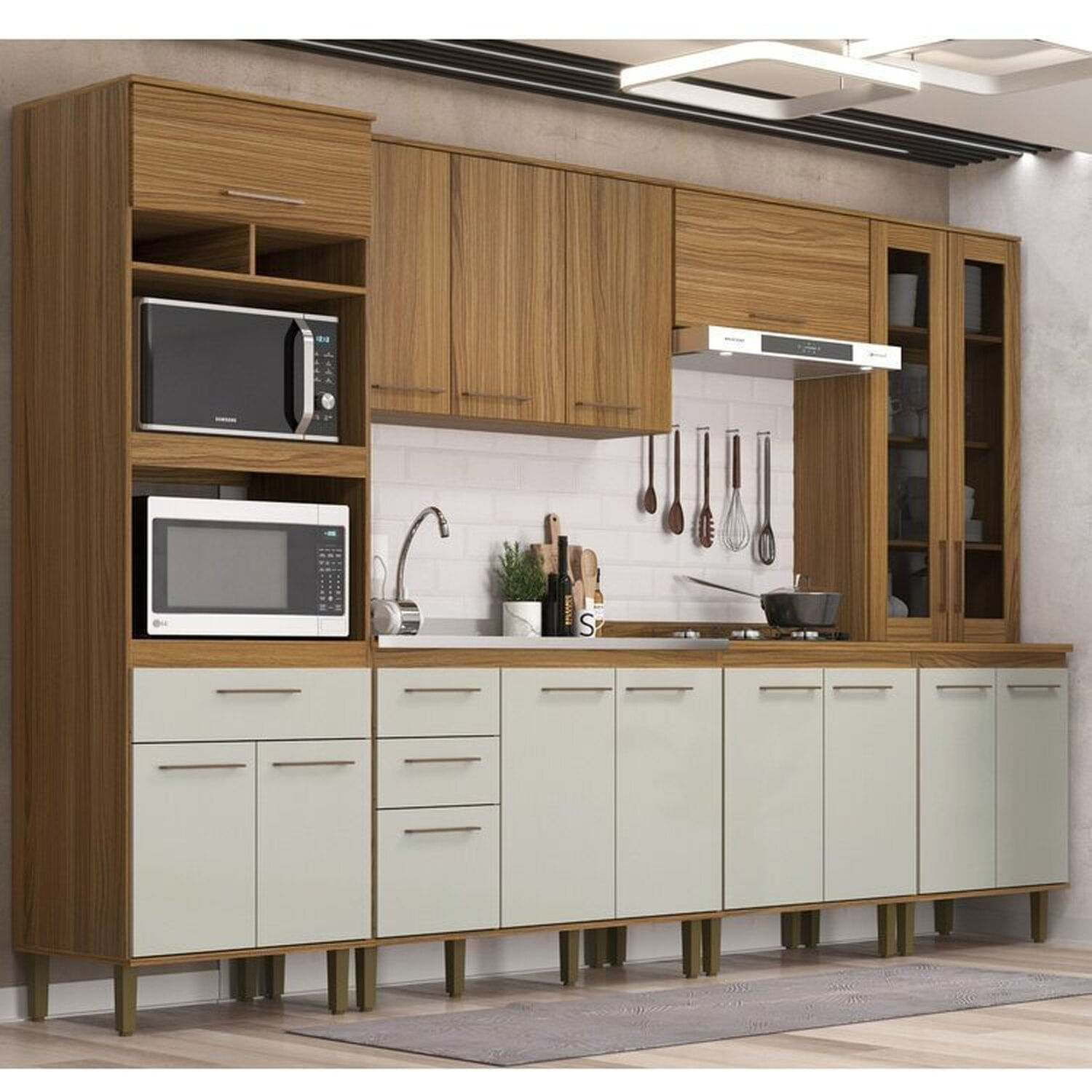 Cozinha Compacta 6 Peças Concept Prime Ipê/cristalo