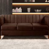 Sofá Chesterfield Realeza 3 Lugares Decoração Retrô Marrom