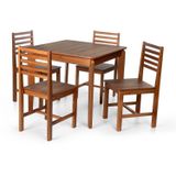 Conjunto Mesa De Jantar Camile Quadrada E 4 Cadeiras Luna Assento Mdf Madeira Maciça Amadeirado