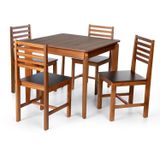 Conjunto Mesa De Jantar Camile Quadrada E 4 Cadeiras Luna Assento Mdf Madeira Maciça Amadeirado/preto