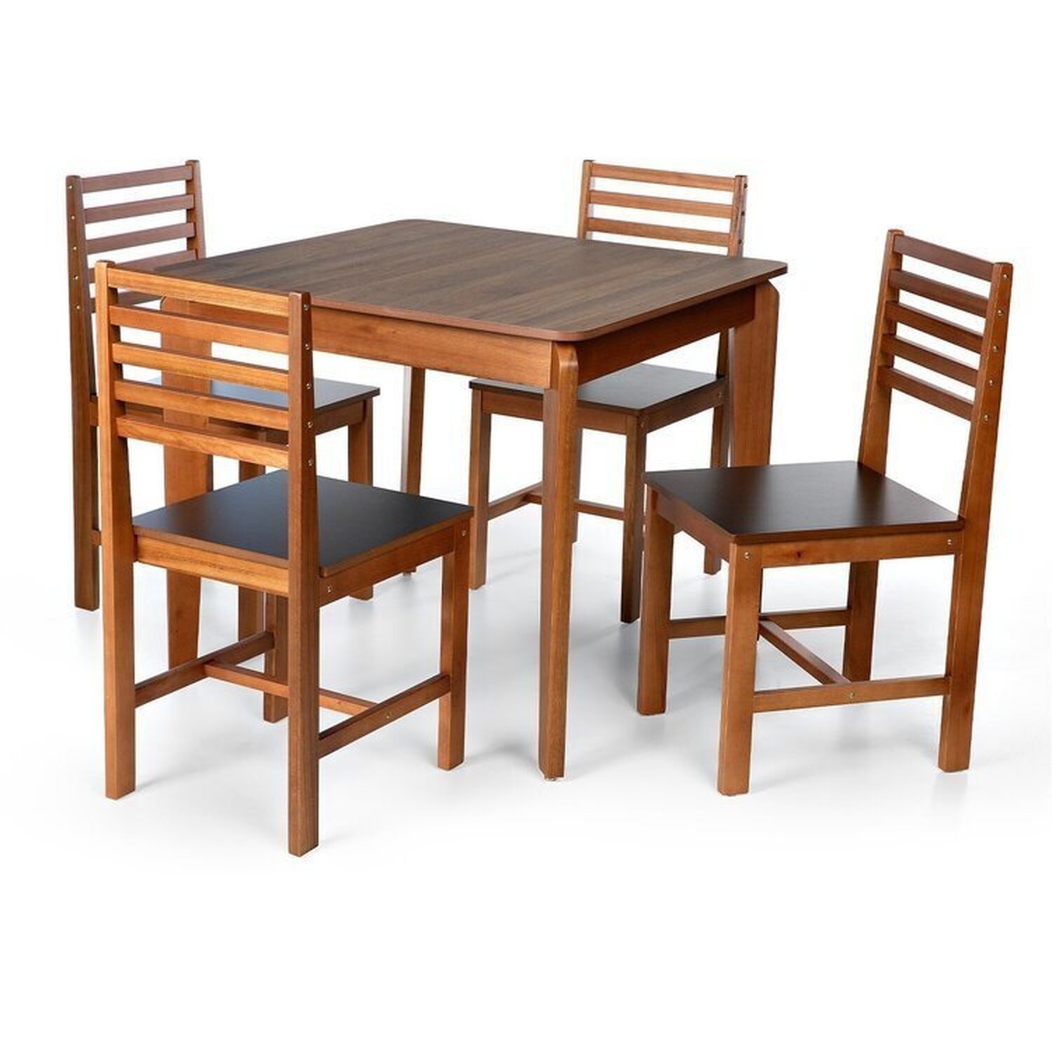 Conjunto Mesa De Jantar Camile Quadrada E 4 Cadeiras Luna Assento Mdf Madeira Maciça Amadeirado/preto