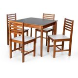 Conjunto Mesa De Jantar Camile Quadrada E 4 Cadeiras Luna Assento Mdf Madeira Maciça Preto/branco