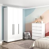 Quarto Guarda Roupas 3 Portas Cômoda 5 Gavetas Branco