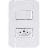 Conjunto 4x2 Com 1 Interruptor Simples 10 A 250 V E 1 Tomada 2p+t 20 A 250 V Tramontina Tablet Branco