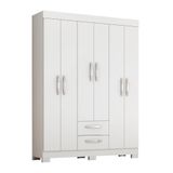 Guarda-roupa Com 6 Portas E 2 Gavetas Branco-rosa Nt6015 Notável Móveis Branco-rosa