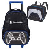 Kit Mochila Rodinha Lancheira Playstation Gamer Dual Pacific