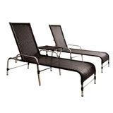 Kit 2 Cadeiras Espreguiçadeiras Catar E Mesa Garden Trama Preto