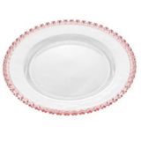 Prato Sobremesa De Cristal Coração Borda Rosa Lyor 20cm