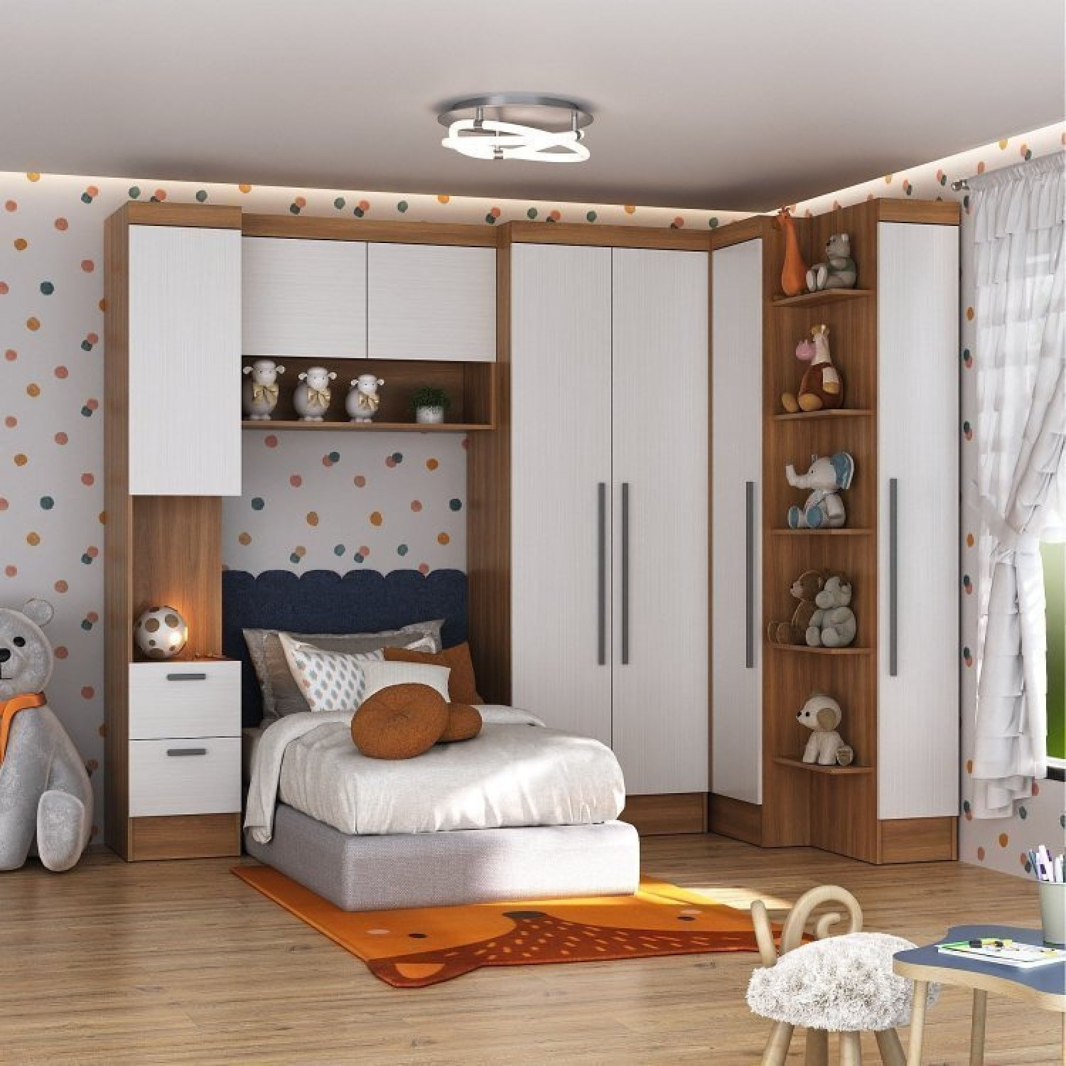 Quarto Infantil Completo 5 Peças Ella Espresso Móveis Nogal/branco