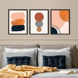 Kit 3 Quadros Para Quarto Marrom - Abstratos 24x18cm