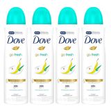 Kit 4 Desodorantes Aerosol Dove Go Fresh Pera E Aloe Vera 150ml