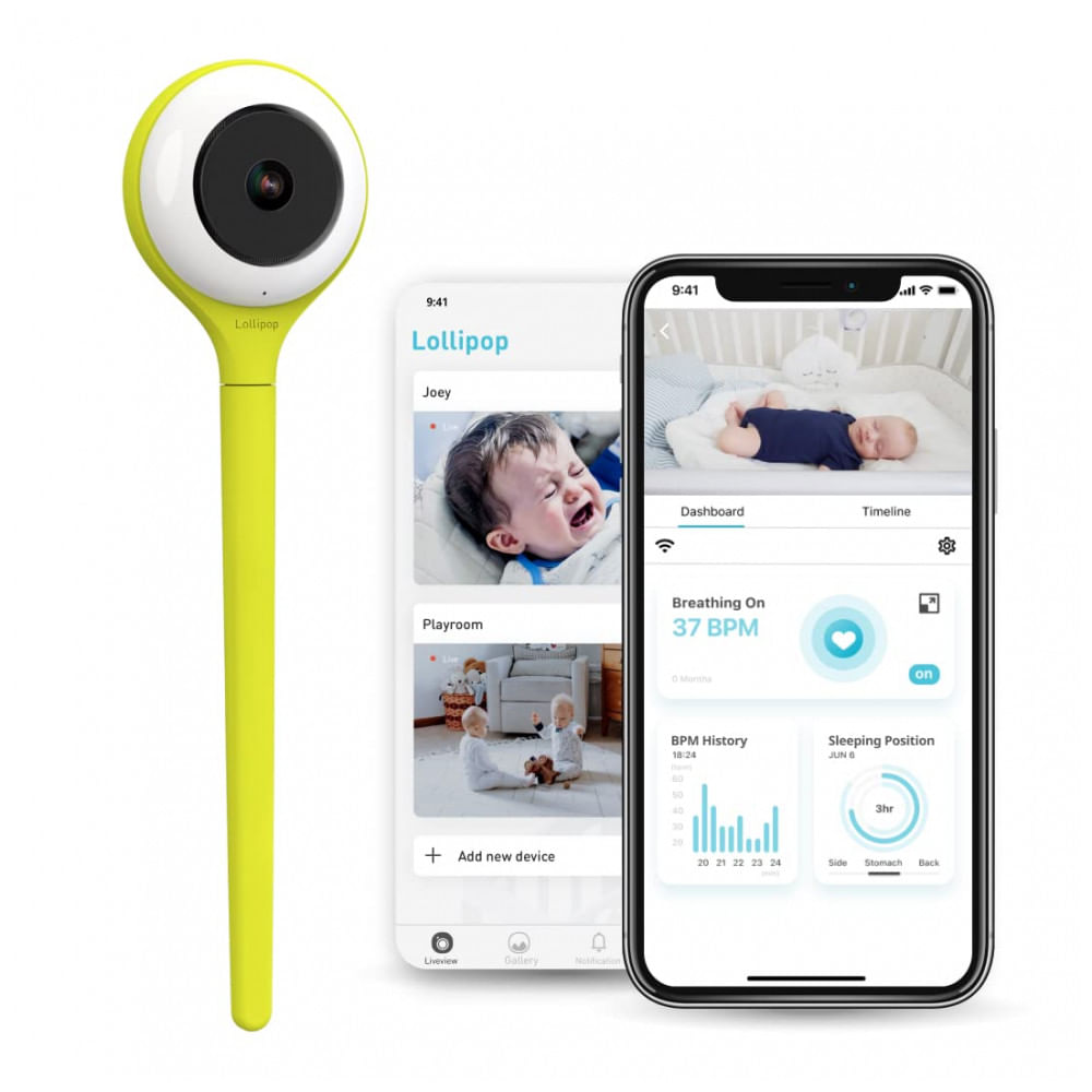 Baba Eletronica Com Deteccao De Choro E Monitoramento De Respiracao, Lollipop, Verde