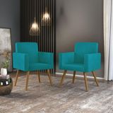 Kit 2 Cadeiras Escritório Poltrona Azul Turquesa