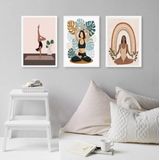 Kit 3 Quadros Decorativos Yoga E Plantas 24x18cm