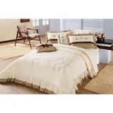Kit Edredom Com Babado Naturalle Aquarela Queen 5 Pecas Palha-marrom