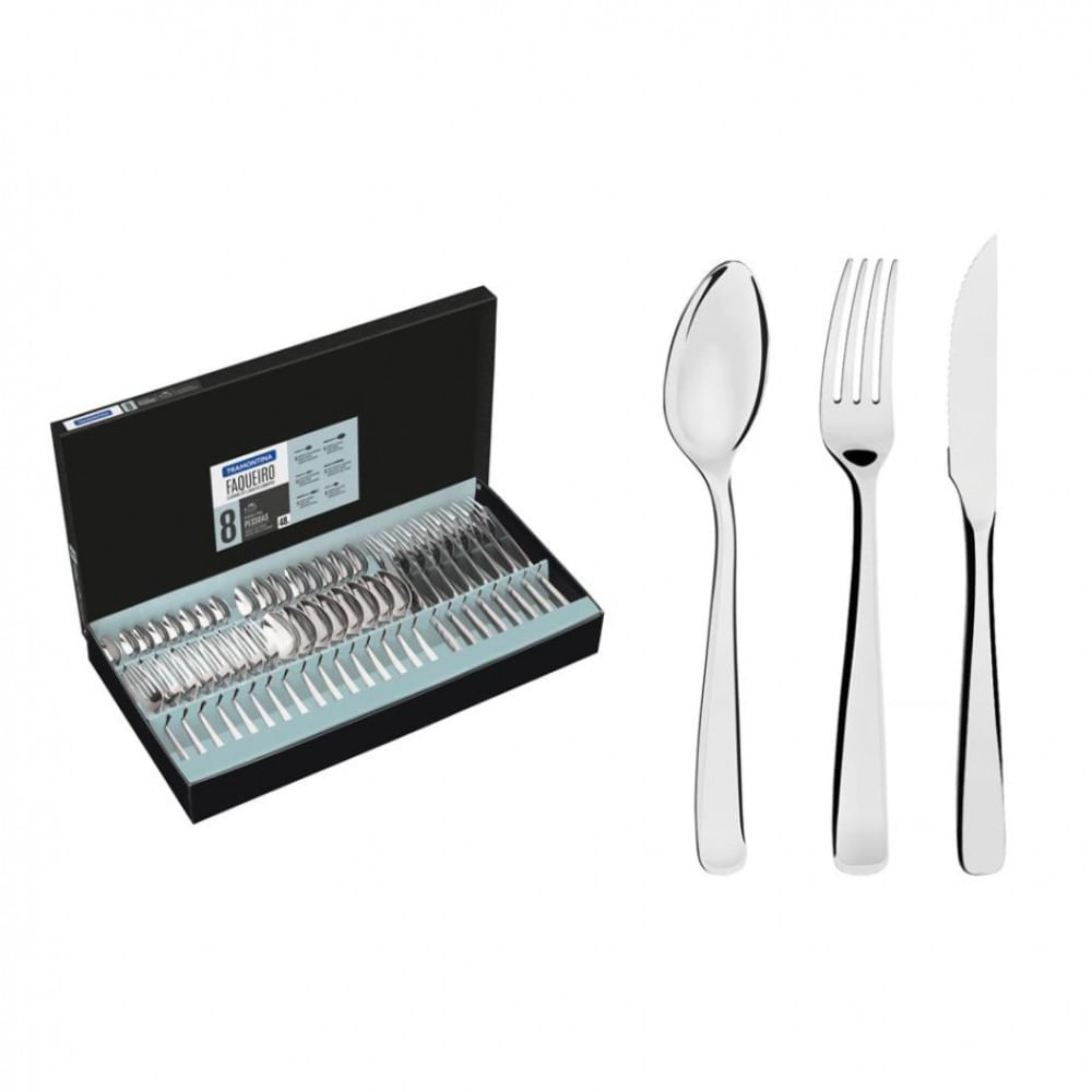 Faqueiro Tramontina Pacific Em Aço Inox 48 Peças