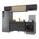 Armário De Cozinha Compacta 260cm Veneza Multimóveis V3698 Preto Preto