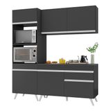 Armário De Cozinha Compacta 182cm Veneza Multimóveis V3694 Preto/branco Preto/branco