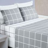 Jogo De Cama Com Lençol De Cima 200 Fios Austin King 04 Peças - Cinza