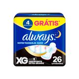 Absorvente Always Xg Suave Com Abas Noites Tranquilas Proteção 26 Unidades Always