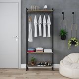 Estante Closet Arara Industrial 3 Prateleiras 187x80cm Dynamica Yescasa Carvalho Dark/preto