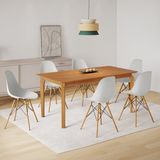 Conjunto Sala De Jantar Mesa Madeira Maciça Com 6 Cadeiras Eames Espresso Móveis Cinamomo/branco