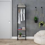 Estante Closet Arara Industrial 3 Prateleiras 187x45cm Dynamica Snow / Est.preta