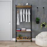 Estante Closet Arara Industrial 3 Prateleiras 187x80cm Dynamica Yescasa Lamina Mel / Preto