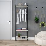 Estante Closet Arara Industrial 3 Prateleiras 187x60cm Dynamica Yescasa Snow/preto