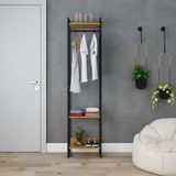 Estante Closet Arara Industrial 3 Prateleiras 187x45cm Dynamica Lâmina Mel / Est.preta