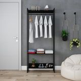 Estante Closet Arara Industrial 3 Prateleiras 187x80cm Dynamica Yescasa Preto Ônix / Preto