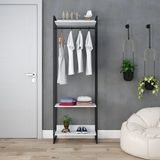 Estante Closet Arara Industrial 3 Prateleiras 187x60cm Dynamica Yescasa Branco Chess/preto