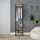 Estante Closet Arara Industrial 3 Prateleiras 187x45cm Dynamica Carvalho / Est.preta