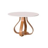 Mesa De Jantar Bella  Pé Cebola  90cm Tampo Laqueado Com Vidro Off-white/mel