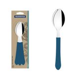 Colheres De Mesa Tramontina Leme C/ Laminas Em Aço Inox E Cabos De Polipropileno Azul Oceano 3 Peças