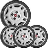 Kit 4 Calota Fiat Palio Uno Mille Siena Aro 13 Emblema 050cb