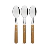 Colheres De Mesa Tramontina Dynamic Com Laminas Em Aço Inox E Cabos De Madeira Natural 3 Peças