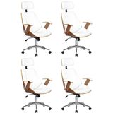 Kit 4 Cadeiras De Escritório Presidente Giratória Com Apoia Cabeça Office Lisboa Branco
