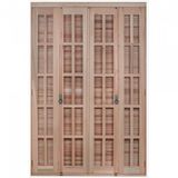 Porta Janela com Veneziana Pantográfica e Caixilhos para Vidros 213x150cm Rondosul Natural
