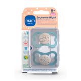 Chupeta Mam Supreme Night 6+ Mese Silicone Cor Azul Com 2 Unidades