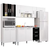 Cozinha Com Balcao Sem Tampo 244 Cm 506x08 Branco Preto Poqq Branco Preto