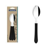 Colheres De Mesa Tramontina Leme Com Laminas Em Aço Inox E Cabos De Polipropileno Preto 3 Peças